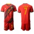 Camisola Bélgica Kevin De Bruyne 7 Criança Equipamento Primeiro Euro 2020 Manga Curta
